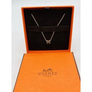 Hermes Mini Pop H Umber / Rose Gold Necklace